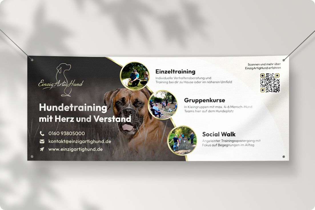 Banner Gestaltung und Druck für EinzigArtigHund Hundetraining