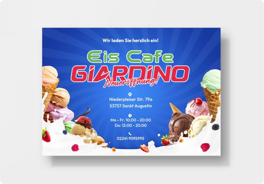 Flyer für Eiscafé Giardino