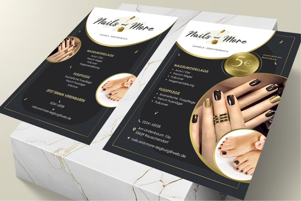 Flyer Gestaltung für Nagestudio Nails & More