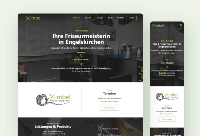 Website für Friseursalon Kimbel