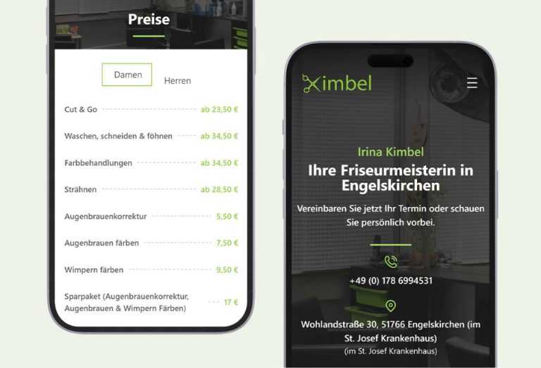 Responsives Design für Firmenwebsite Friseursalon Kimbel