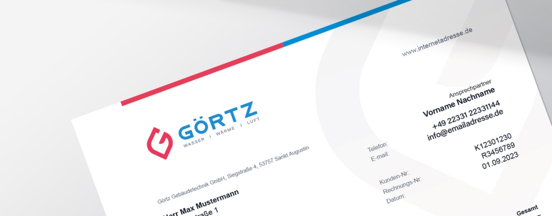 Briefpapier für Görtz Gebäudetechnik