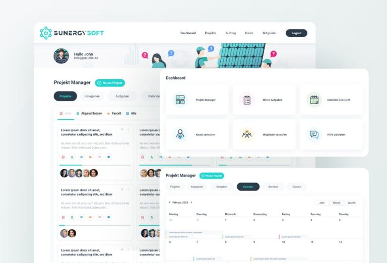 UX/UI Design Dashboad Tools Entwicklung Mitarbeiter Portal für SunergySoft