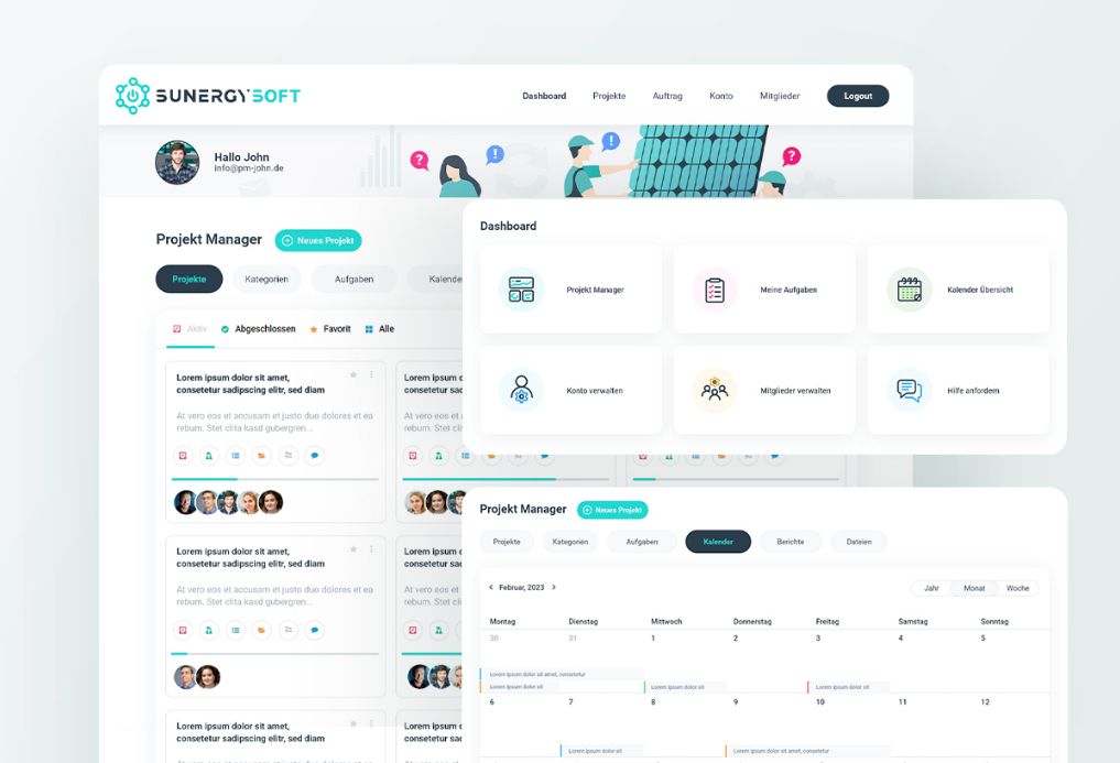 UX/UI Design Dashboad Tools Entwicklung Mitarbeiter Portal für SunergySoft