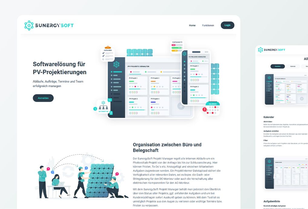 UX/UI Design und Entwicklung Mitarbeiter Portal für SunergySoft