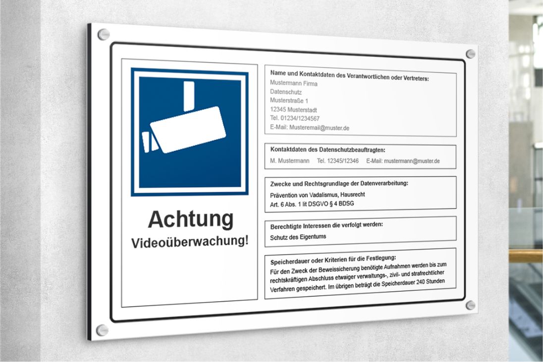 Videoüberwachung Schilder DSGVO für SCHMUNK Sicherheit