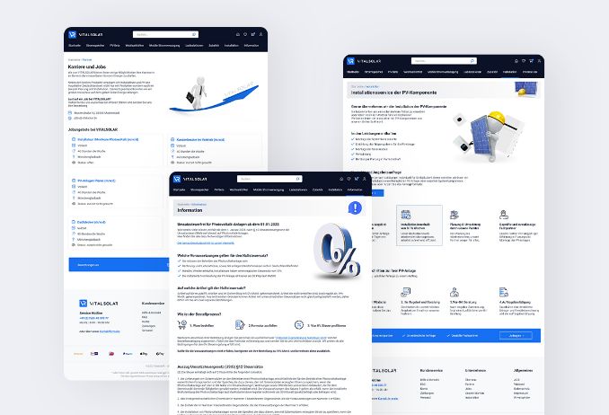 Infoseiten Entwicklung Onlineshop Solarshop