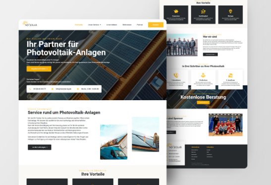 Website für Photovoltaik Installation MV Solar