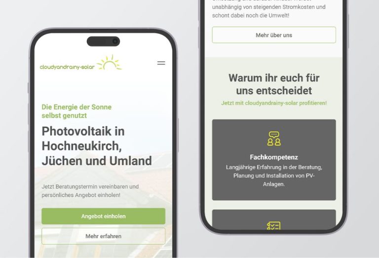 Responsive Website für cloudyandrainy-solar PV-Beratung