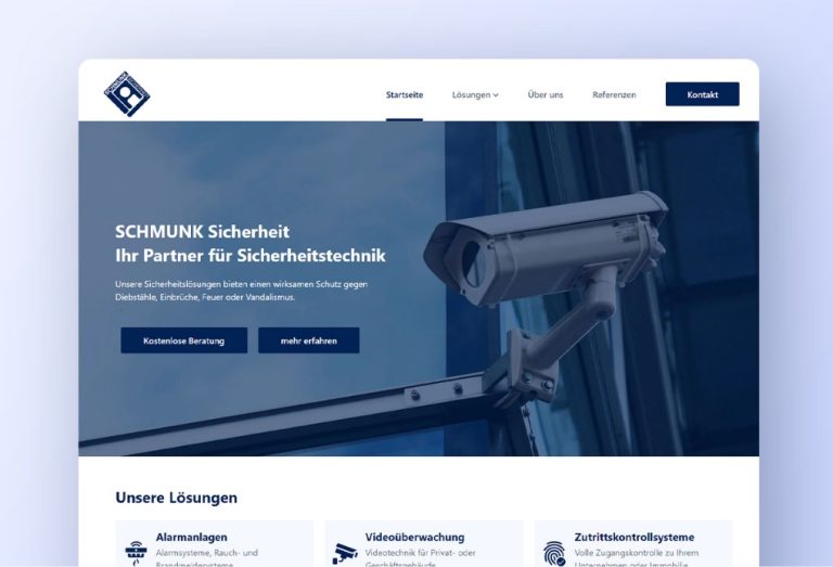 Website für Sicherheitstechnik SCHMUNK