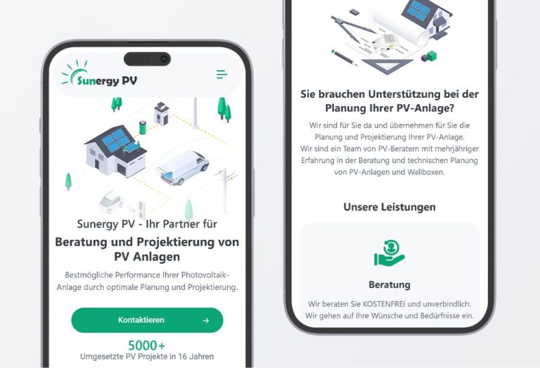 Website für PV Anlagen Beratung und Planung - SunergyPV