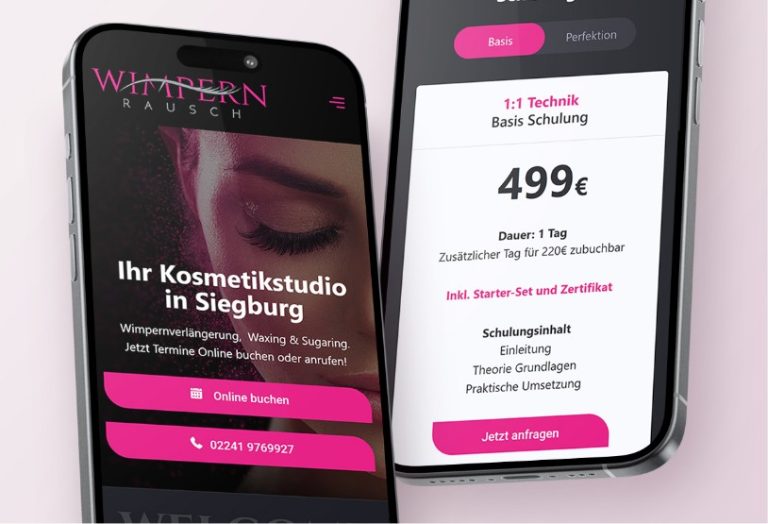 Mobileoptimierte Website für Kosmetikstudio Wimpernrausch